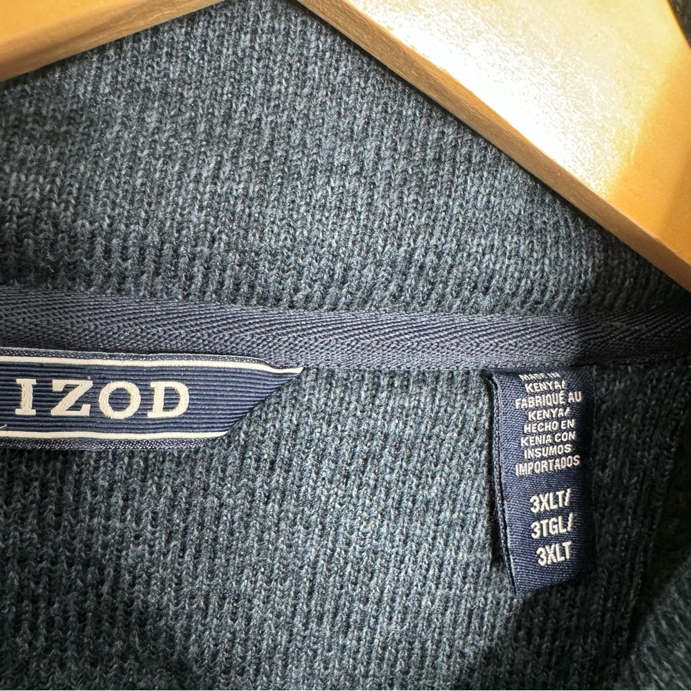 NWT Izod Men's Performance 1/4 Zip Sweater Fleece Solid Pullover Green Size XL - Picture 4 of 9